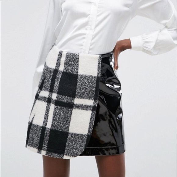 ASOS Dresses & Skirts - NWT ASOS Check And Vinyl Mini Skirt